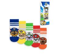 Paw Patrol Boys Multicoloured Multi-Character Face Graphic Calf Socks Set of 5 - 6-8.5 UK Child