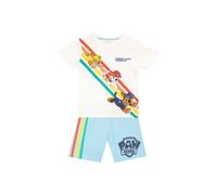 Paw Patrol Boy's Rubble Marshall & Chase Rainbow T-Shirt & Short Set in White | Size: 6-7 Years Paw Patrol White 6-7 Years