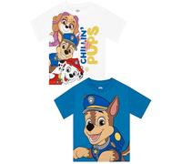 Paw Patrol Boys Tshirt 2 Pack, Boys’ T-Shirts for Summer, Pack of 2 T-Shirt, Cotton Kids Clothes, Blue 4-5 Years