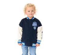 Paw Patrol Chase Boys Bomber Jacket | Kids Puppy Character Varsity Jacket Logo in Blue | Childrens Paw and Star Graphic Zipped Baseball Jacket | Cartoon TV Series Merchandise Gift