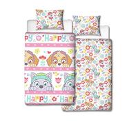 Paw Patrol Bright Girls Single Duvet Cover | Reversible Two Sided Design | Kids Bedding Set Includes Matching Pillow Case