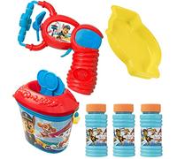Paw Patrol Bubble Bundle | Bubble Flurry Set for Kids Age 3+ | Includes Bubble Bucket with 3 Wands, Electronic Bubble Gun with Tray & Solution | Outdoor Bubble Toy