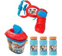 Paw Patrol Bubble Bundle | Paw Patrol Bubble Flurry Set| Bubble Bucket With 3 Character Wands, Electronic Bubble Gun with Tray, Outdoor Kids Toy With Bubble Solution, Bubble Making Toys, Ages 3+