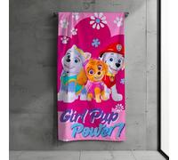PAW PATROL Children's Bath Towel, Beach Towel, 70 x 140 cm, 100% Cotton, Soft, Absorbent, with Chase, Skye, Marshall, Everest, for Girls and Boys (Pink)