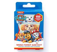 Paw Patrol Childrens Plaster First Aid Kit Including Saline Solution Wound Cleansing Wipes/Dressing Pad (Latex Free/Hypoallergenic/Wash proof/Breathable, Multicolour, 22 count
