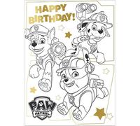 Paw Patrol Colouring Fold Out Poster Birthday Card,Multi Colour,PA034