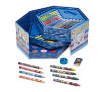 Paw Patrol Colouring Set for Boys - 52 Piece Kids Hexagonal Spiral Art Case with Coloured Pencils, Markers, Paintcakes & Crayons - Complete Arts & Crafts Kit & Easy Storage for Drawing & Painting