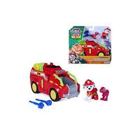 Paw Patrol: The Dino Movie, Marshall Dino Rescue Firetruck with 360-Degree Spinning Projectile Launcher with 2 Action Figures, Kids Toys for Boys and Girls Ages 3+