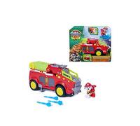 Paw Patrol: The Dino Movie, Dino Rescue Responder, Over 25,4 cm Long Firetruck Toy Car with Marshall Action Figure and 3 Projectiles, Preschool Toys for Boys and Girls Ages 3+