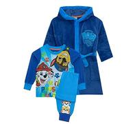 Paw Patrol Dressing Gown And Pyjamas For Kids | Chase, Rubble and Marshall Hooded Dressing Gown And Pyjamas For Boys | Blue 3-4 Years