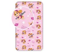 Paw Patrol fitted sheet with Skye in pink, dogs, 90 cm x 200 cm + 25 cm 100% cotton for children