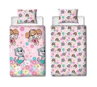 Character World Single Duvet Cover Set - PAW PATROL Flowers Reversible 2-Sided Matching Pillowcase