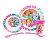 Paw Patrol Girl Reusable Microwavable Children's Tableware Set with Cup, Plate, Bowl and Cutlery, Multicoloured