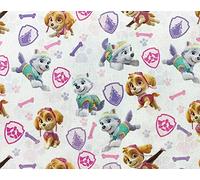 Paw Patrol Girls Badges Children's Fabric - Skye & Everest on White Background 100% Cotton 58" - 147 cm Wide - Craft Fabric by The Metre (89950MSA)