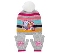 Paw Patrol Girls Bobble Hat + Gloves Winter Set Kids Skye Everest 2 Piece Set Grey 54