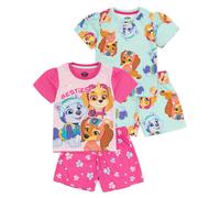 Paw Patrol Girls Pyjama Set | 2 Pack Multicoloured Short Sleeve T-Shirt Complete with Shorts PJs For Kids | Skye Everest Liberty Rescue Pups Nightwear | TV Series Sleepwear Merchandise Gift