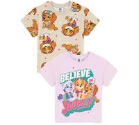 Paw Patrol Girls T-Shirt | Pack of 2 Kids Multicoloured Rescue Pups Graphic Tee | Short Sleeve Multi-Pack Set | Liberty, Skye & Everest Believe in Yourself Top | Merchandise Gift Bundle for Children