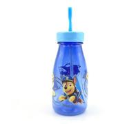 PAW Patrol Glitter Milk Bottle 350ml for Kids with Straw - Chase Design, BPA-Free Plastic, Easy-Clean Wide Lid, Travel Friendly Drinks Bottle for Water, Milk or Juice
