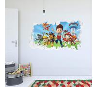 Paw Patrol Group Broken Wall With Ryder Wall Sticker (60cm Width x 30cm Height)