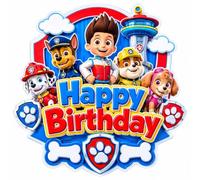 Paw Patrol Happy Birthday Cake & Cupcake Toppers, 5 Pc Set | 7 Unique Designs, Glossy Finish, 4.5 in Cake Topper, Kids Party Decor, Sturdy Toothpick Stick