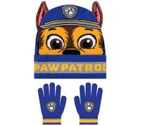 Paw Patrol Hat And Gloves Set For Kids, Chase Boys Hat And Gloves Set With 3D Ears, Blue, One Size