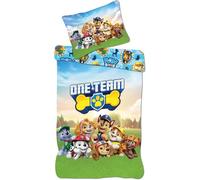 Paw Patrol Junior Bedding Set | Duvet Cover 100×135 cm + 40×60 cm Pillowcase, Soft Cotton Bedlinen for Toddlers (Blue/Green Paw Patrol)