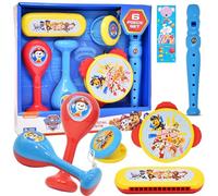 Paw Patrol Kids 6 Piece Band - Flute, Maracas, Harmonica, Tambourine, Castanet - 16 Inch Ukulele for Kids, Musical Flute, My First Musicical Instrument Toy Set & Bookmark, Children Age 3 + Boys Guitar