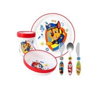 Paw Patrol Kids 6 Piece Reusable Dinner Set - Cup, Bowl, Plate & Cutlery | Lightweight & Kid-Friendly Dinnerware Set Includes Knife, Fork & Spoon, Toddler Plastic Tableware Set | Easy to Hold Design