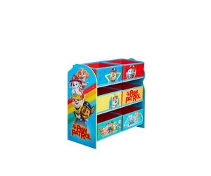 Paw Patrol Kids Bedroom Toy Storage Unit With 6 Fabric Storage Boxes Print