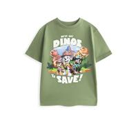Paw Patrol Kids Khaki Green Graphic Tee | Skye Marshall Rex Dinos to Save Print Short Sleeve T-Shirt | 100% Cotton Crew Neck Boys Girls Everyday Top | Official Merch Gift - 11-12 Years