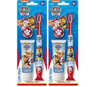 Paw Patrol Kids Toothbrush Travel Set - Includes Strawberry-Flavoured Toothpaste & Soft-Bristle Toothbrush with Suction Cup & Protective Cap | Travel-Friendly Oral Care Kit for Children Ages 3+