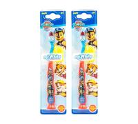 Paw Patrol Little Teeth Whitening Toothbrush for Kids with Protection Cap, Soft Bristles, Non-Slip Handle & Suction Cup for Children Aged 3-12 Years Old, BPA-Free & Non-Toxic - Pack of 2