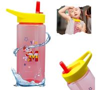 Paw Patrol Marshall Red Kids Water Bottle with Straw - 420ml BPA-Free Flip Top Sipper for Boys 6+ Months - Leakproof, Reusable Plastic Bottle for School & Travel