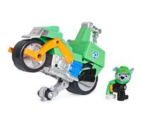 Paw Patrol, Moto Pups Rocky’s Deluxe Pull Back Motorcycle Vehicle with Wheelie Feature and Figure