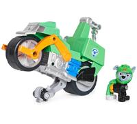 PAW PATROL Moto Pups Rocky’s Deluxe Pull Back Motorcycle Vehicle with Wheelie Feature and Figure Multicolor X-Large