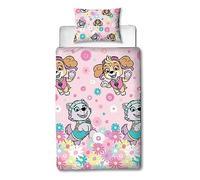 Character World Single Duvet Cover Set - PAW PATROL Flowers Reversible 2-Sided Matching Pillowcase