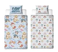 Paw Patrol Official Single Childs Duvet Cover Set | Sketchy Design Reversible 2 Sided Blue Bedding Including Matching Pillow Case with Rubble, Chase, Marshall and Skye