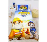 Paw Patrol Officially Licensed Rubble and Crew Design Single Duvet Cover Set | Reversible 2 Sided Dog Bedding Including Matching Pillow Case | Perfect For Kids Bedroom