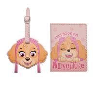 Paw Patrol - Passport & Luggage Tag - Skye - PU Leather Travel Wallet & Detachable Suitcase Labels for Kids, Children, Boys & Girls. Official Licensed Paramount Paw Patrol Merchandise.
