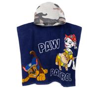 Paw Patrol Towelling Poncho Boys | Kids Navy Grey Camo Marshall Rubble Chase Rescue Pups Bath Beach Towel | Hooded Cotton Robe One Size