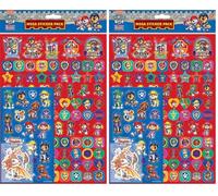 Paw Patrol Rescue Knights Mega Sticker Pack | Three Types of Stickers (Around 150 Total) | Reusable on Non-Porous Surfaces, Red/Blue (Pack of 2)