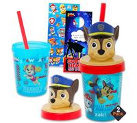 Paw Patrol Sippy Cup for Kids Set - Paw Patrol Drinking Cups Bundle with 2 Paw Patrol BPA-Free Sippy Cups with Lid and Straw Plus Stickers for Toddlers | Paw Patrol Sippy Cups