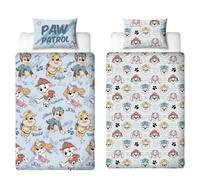 Paw Patrol Official Single Childs Duvet Cover Set | Sketchy Design Reversible 2 Sided Blue Bedding Including Matching Pillow Case with Rubble, Chase, Marshall and Skye