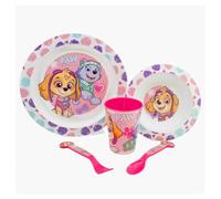 Paw Patrol Skye 5-Piece Kids Tableware Set - Reusable PP Plate, Bowl, Tumbler (260ml) & Cutlery - BPA-Free, Microwave & Dishwasher Safe, Eco-Friendly - Ideal for Lunch & Dinner - for Children 4+