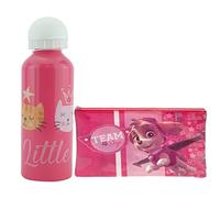 Paw Patrol Skye Flat Pencil Case with 500ml Little Cats Aluminium Bottle Set, Ideal Stationery Bag and Sports Drinking Bottle for School Going Kids, Best Gift for Girls 3+ Year