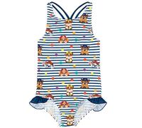Paw Patrol Swimsuit for Girls | Childrens Toddlers All in One Striped Navy Frill Swimming Costume | Skye Rubble Chase Marshall 3-4 Years