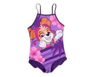 Paw Patrol Swimsuit with Ruffles for Girls - Skye Children's Swimming Costume Purple