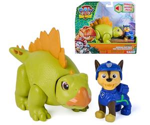 Paw Patrol: The Dino Movie, Chase Roaring Pup Pals, Includes Articulated 10,1 cm Stegosaurus Dinosaur Toy with Activated Sounds and Chase Action Figure, Nursery Toys for Boys and Girls Ages 3+