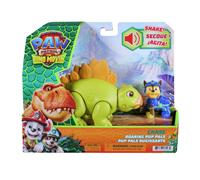 Paw Patrol: The Dino Movie, Chase Roaring Pup Pals, Includes Articulated 10,1 cm Stegosaurus Dinosaur Toy with Activated Sounds and Chase Action Figure, Nursery Toys for Boys and Girls Ages 3+
