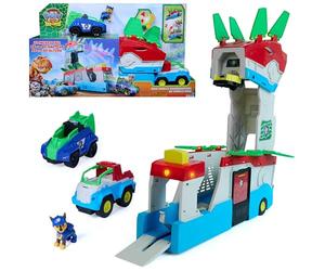 PAW Patrol: The Dino Movie, Dino Mobile Headquarters, 2-in-1 Transforming 55,8 cm Tall HQ Playset with Lights and Sounds, Includes Chase Action Figure and 2 Vehicles, Toys for Boys and Girls Ages 3+